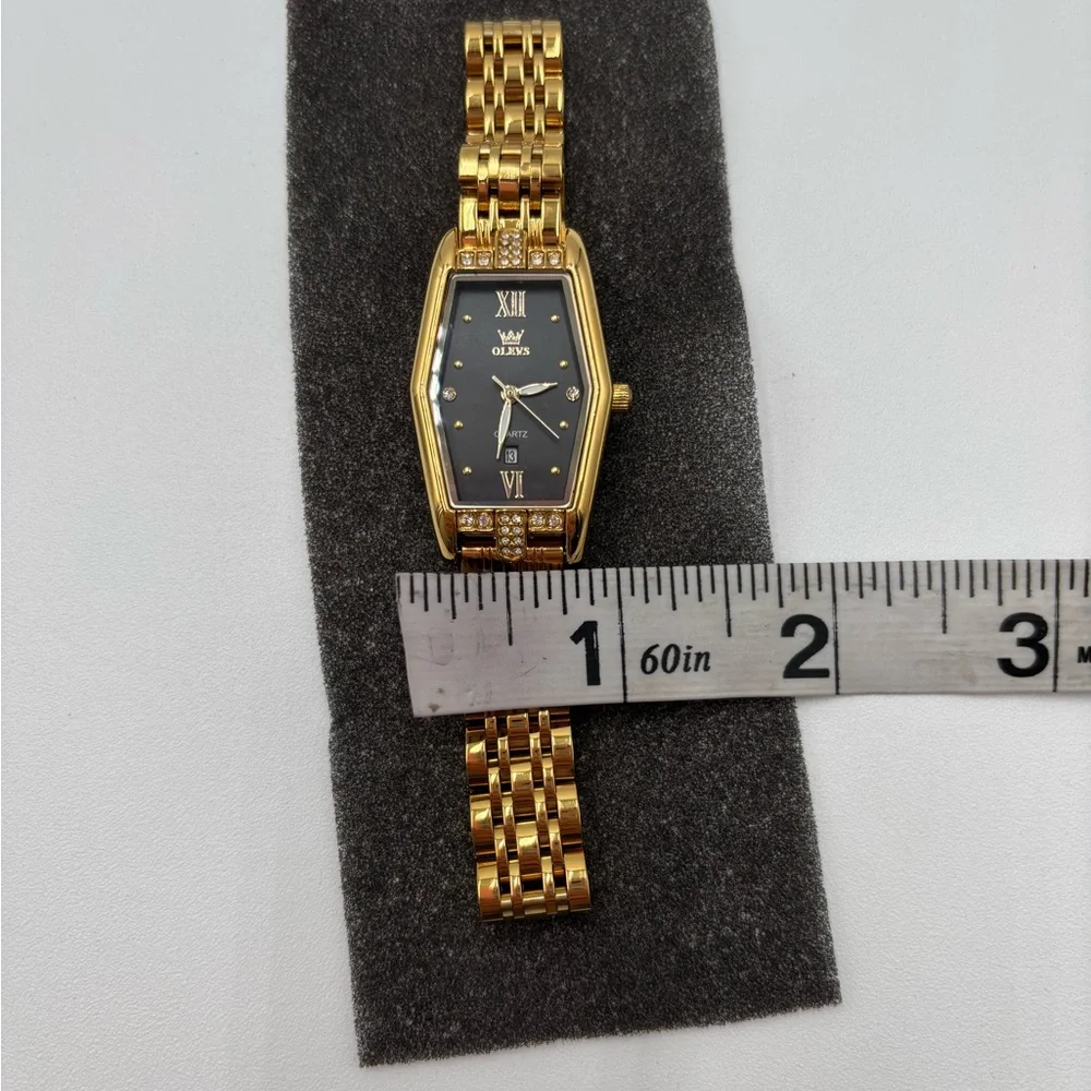 NEW OLEVS Women's Gold Stainless‎ Steel Watch – Black Dial